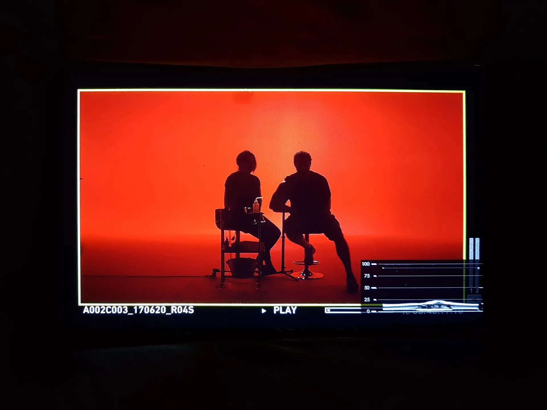 Red SkyPanel setup run from a lighting desk