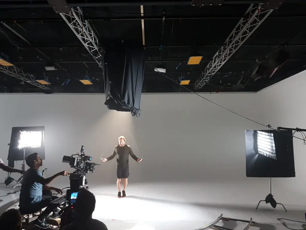 Arri SkyPanel side lights on a commercial set